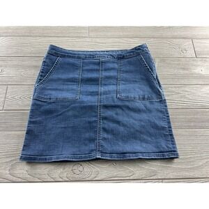 Prana denim mini skirt Slash Pockets Women's Size 8 Dark Wash Denim